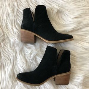 Suede leather black ankle boots block heel western coastal Cowgirl 5.5
